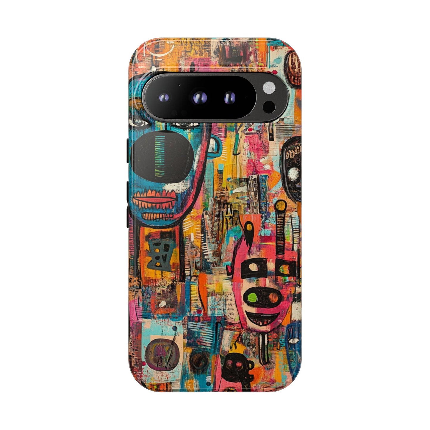 Abstract Basquiat Phone Case – Artistic Phone Protector – Bold, Graffiti-Inspired Street Art Cover - iPhone, Samsung & Google Pixel Cover - Artistic Painting Case, Art Lover Gift