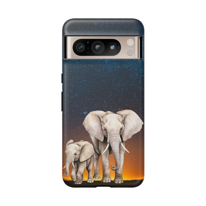 Starry Safari Elephant Family Mobile Cover – Cosmic Wildlife Aesthetic