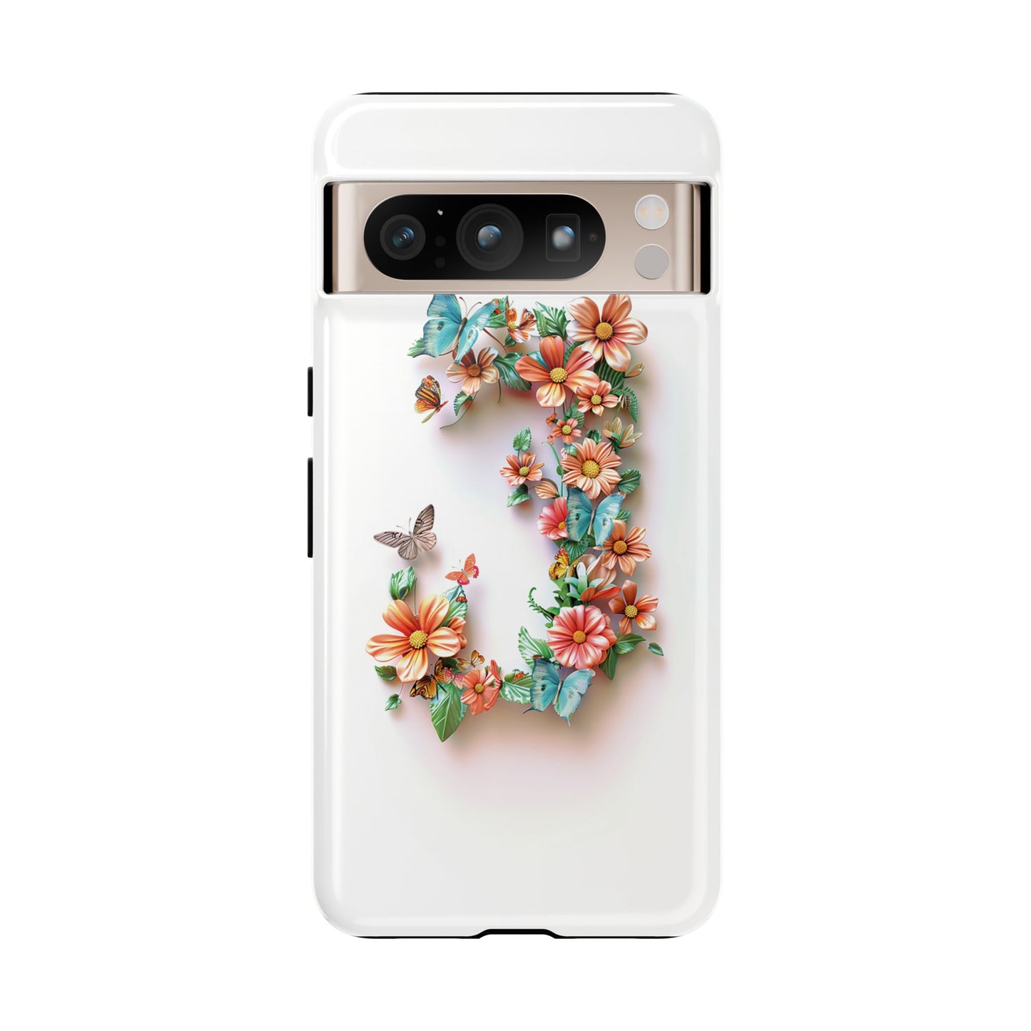 Floral Letter J Phone Case – Personalized Aesthetic Cover for iPhone, Samsung & Google Pixel