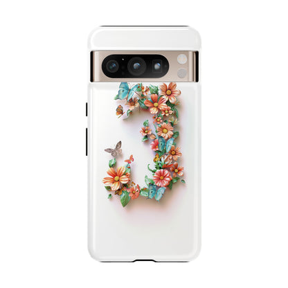 Floral Letter J Phone Case – Personalized Aesthetic Cover for iPhone, Samsung & Google Pixel