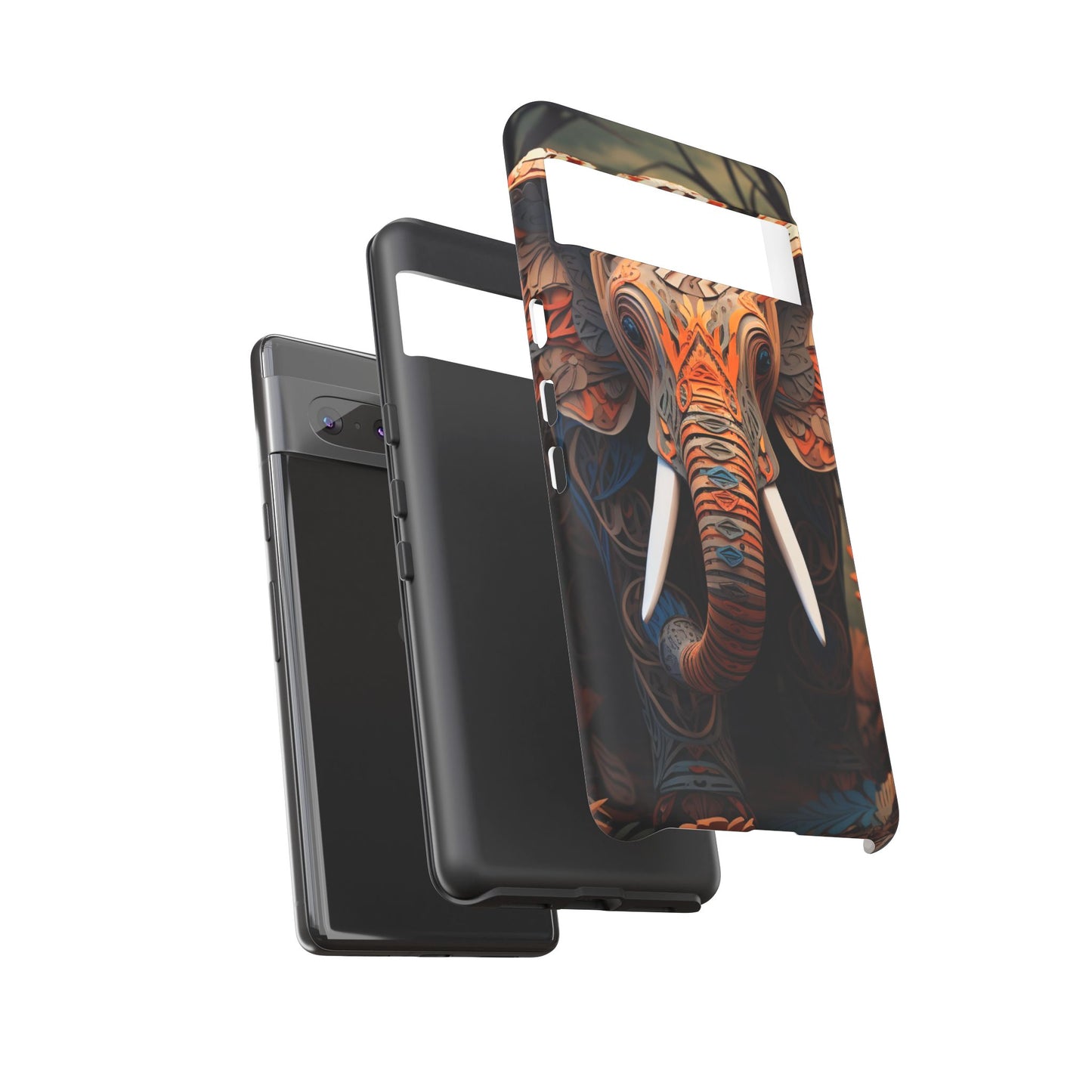 Elegant Artistic Elephant Mobile Cover – Intricate Paper-Cut Design
