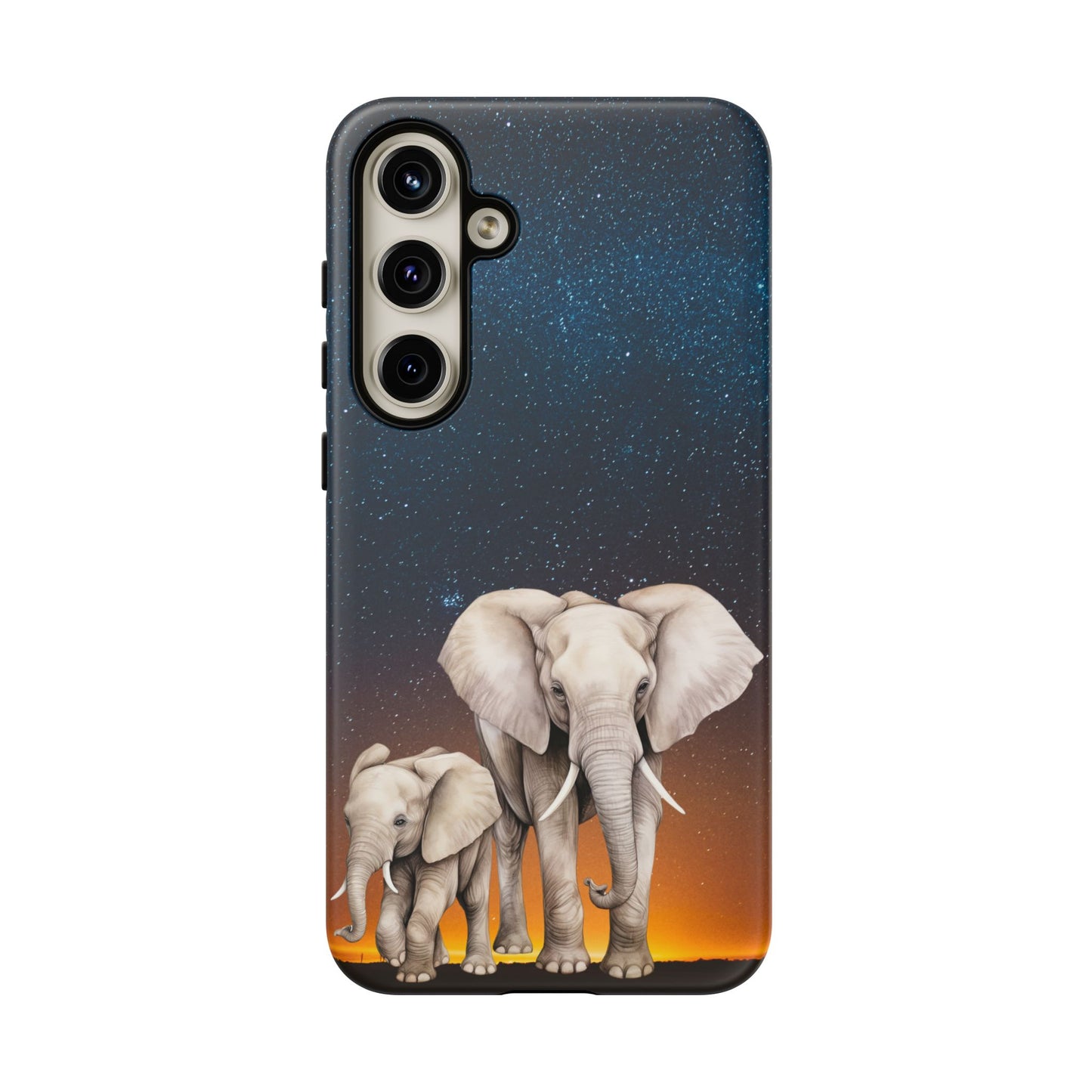 Starry Safari Elephant Family Mobile Cover – Cosmic Wildlife Aesthetic