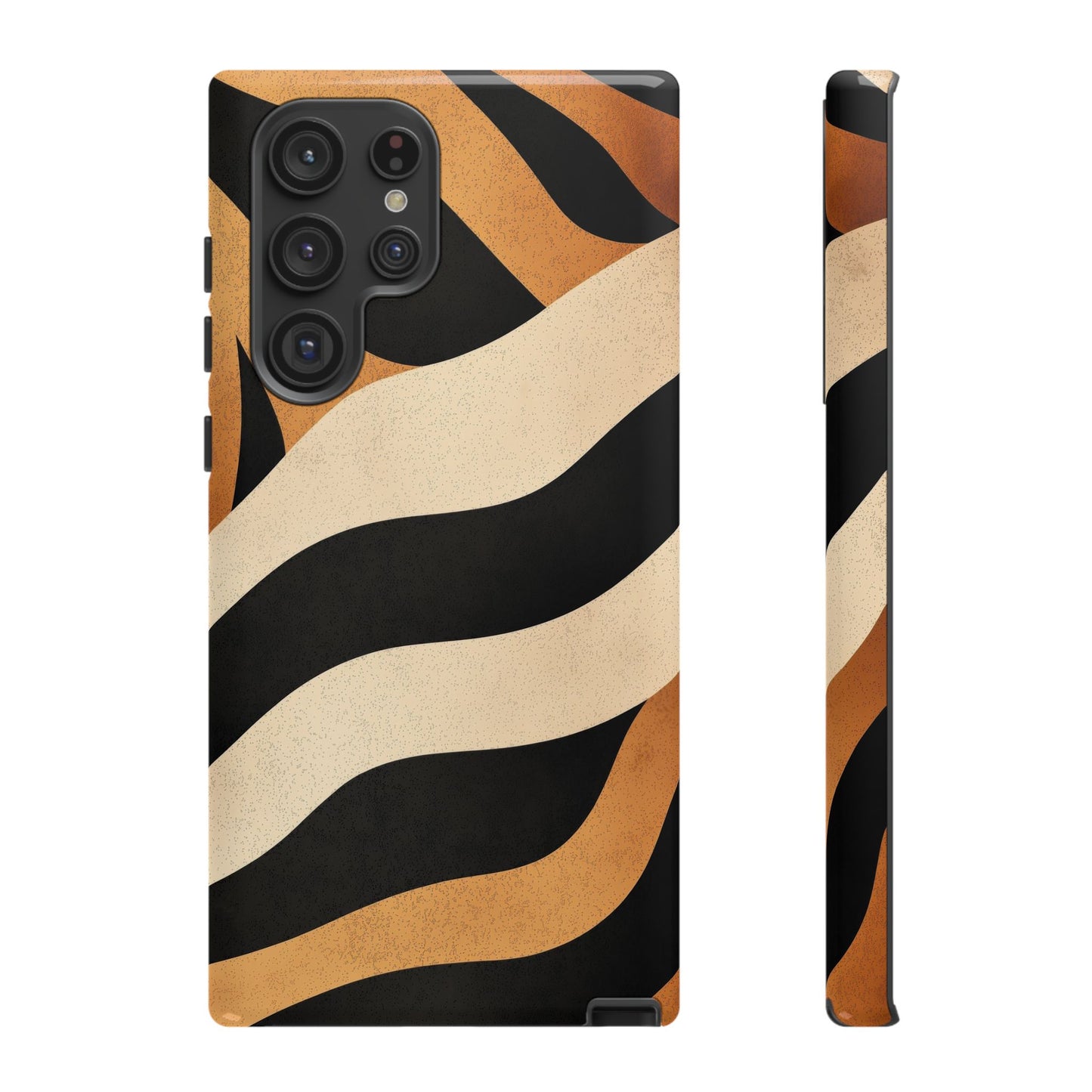 Bold Tiger Stripes Phone Case – Black, Orange & Cream Perfect for iPhone, Samsung & Google Pixel