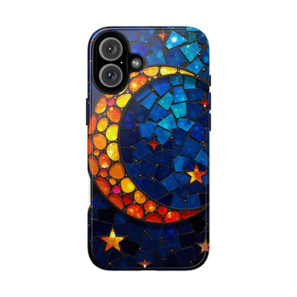 Lunar Glow: Vibrant Moon and Starry Night