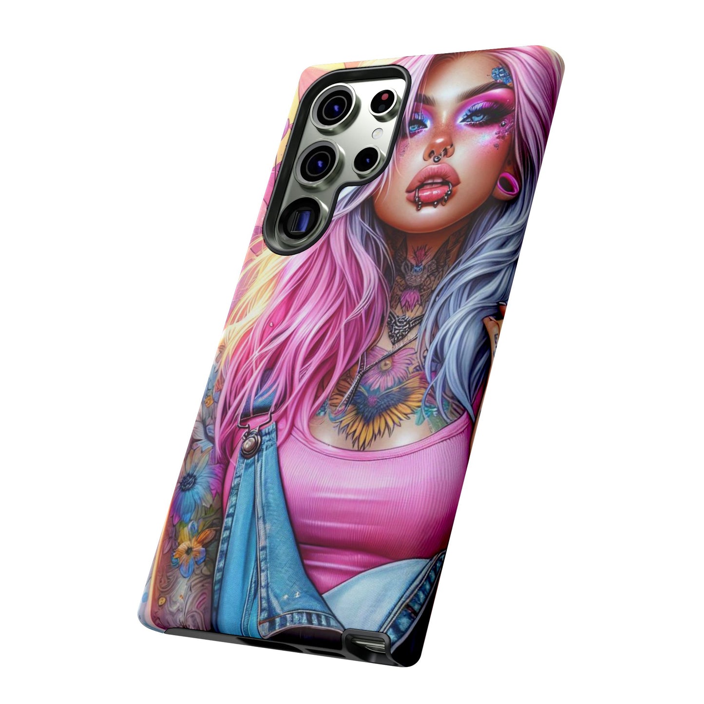 Sunset Glow – Pastel Punk & Floral Ink Mobile Cover