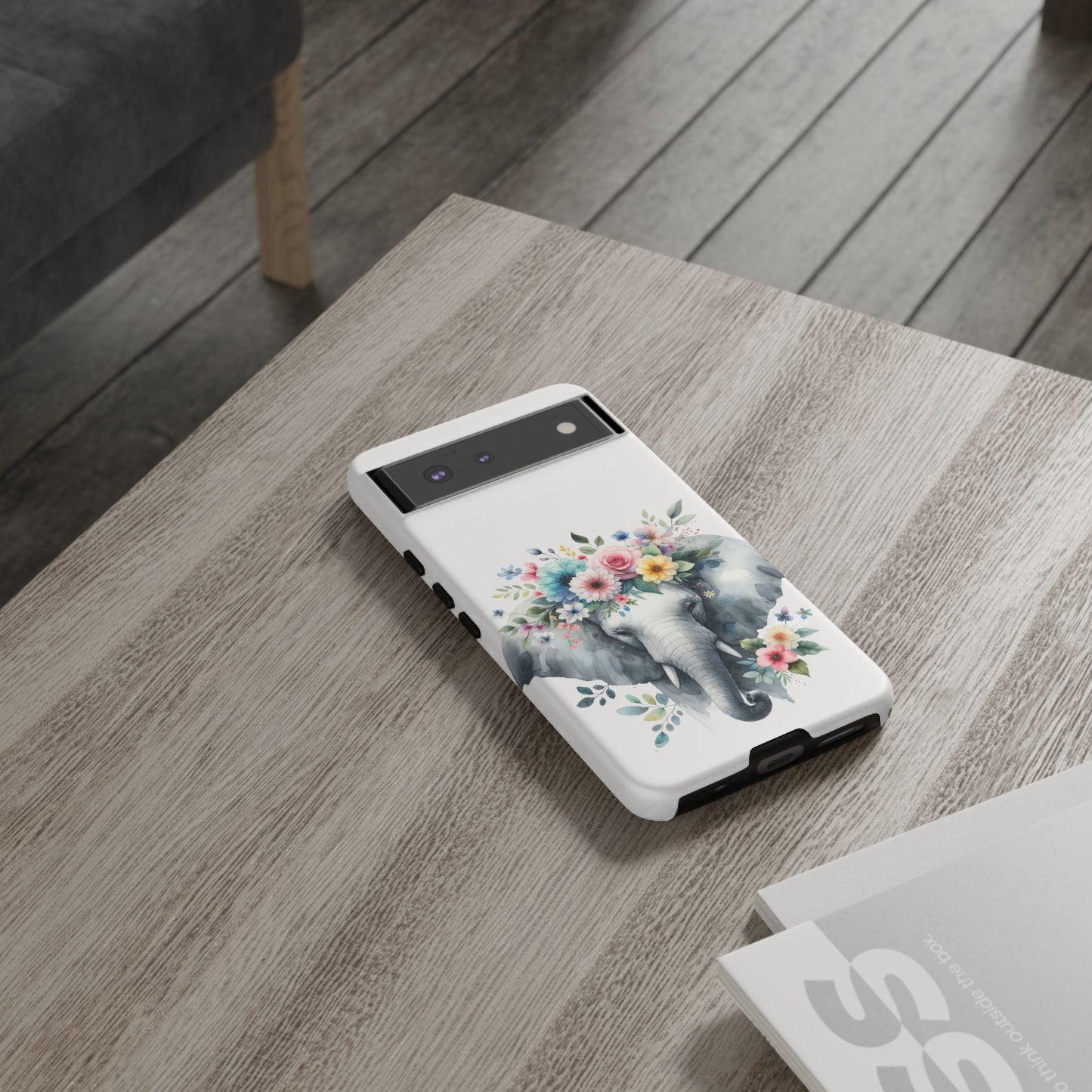 Floral Crown Elephant Mobile Cover – Elegant Watercolor Art