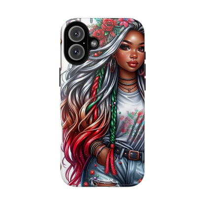 Festive Boho Queen – Holiday Glow & Candy Cane Braids Mobile Cover