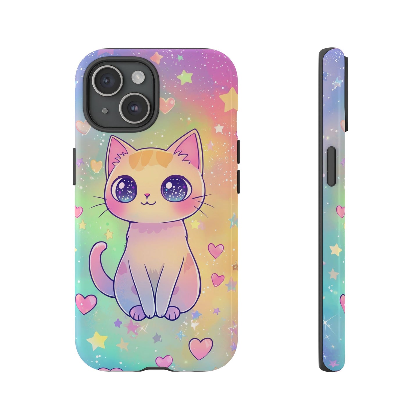 Rainbow Galaxy Cat Phone Case – Cute Anime Aesthetic for iPhone, Google Pixel & Samsung