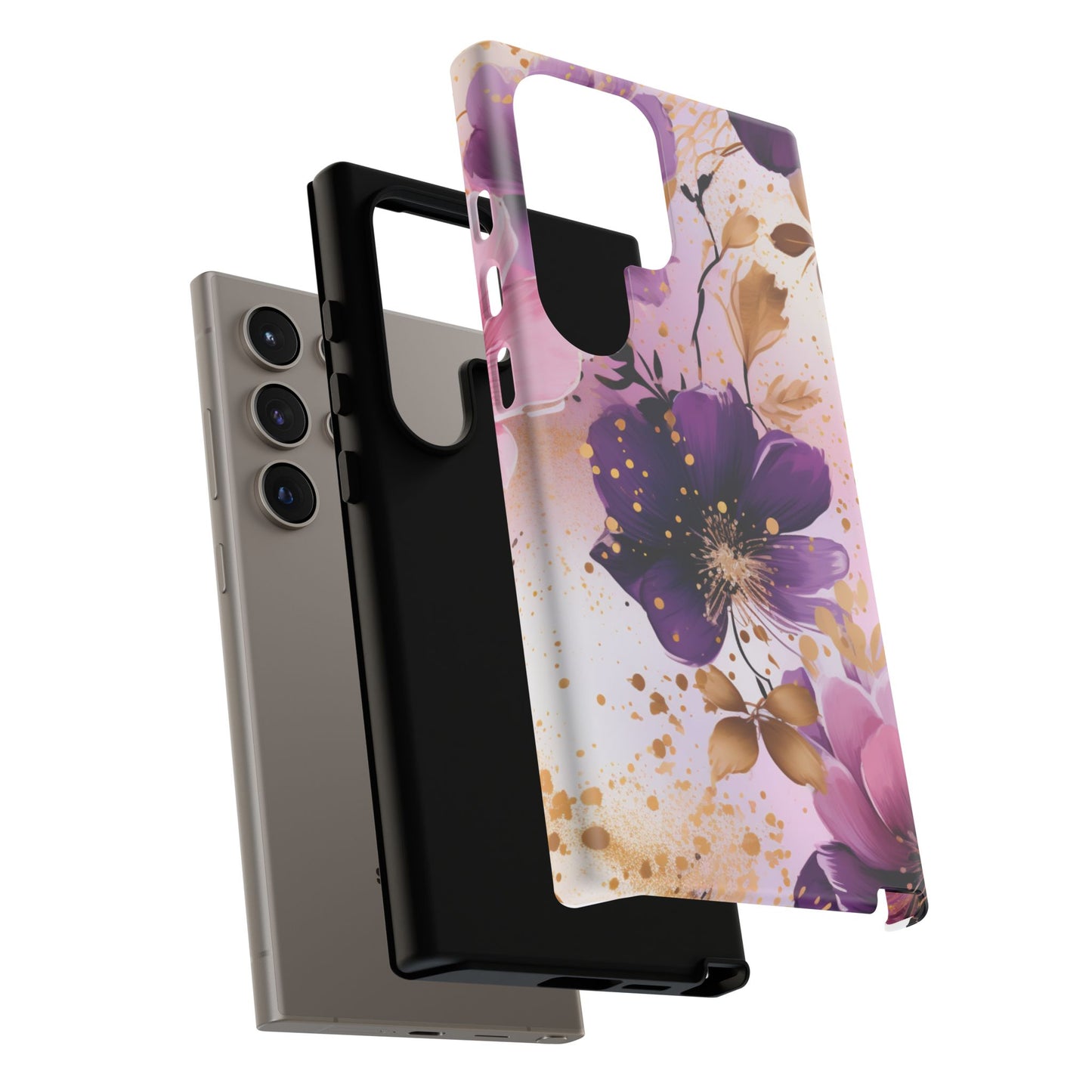 Luxury Purple & Gold Floral Aesthetic Mobile Case