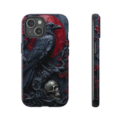 Gothic Sculpture Of Raven On Charcoal Tree Branch phone case design