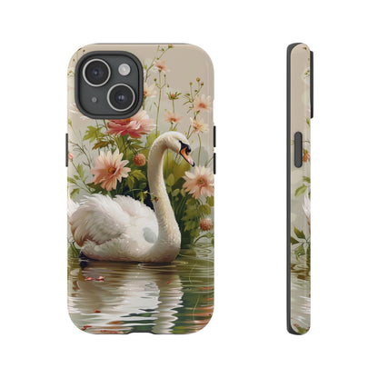 Floral Swan Phone Case – Bird Phone Case, Elegant & Protective for iPhone, Samsung & Google Pixel