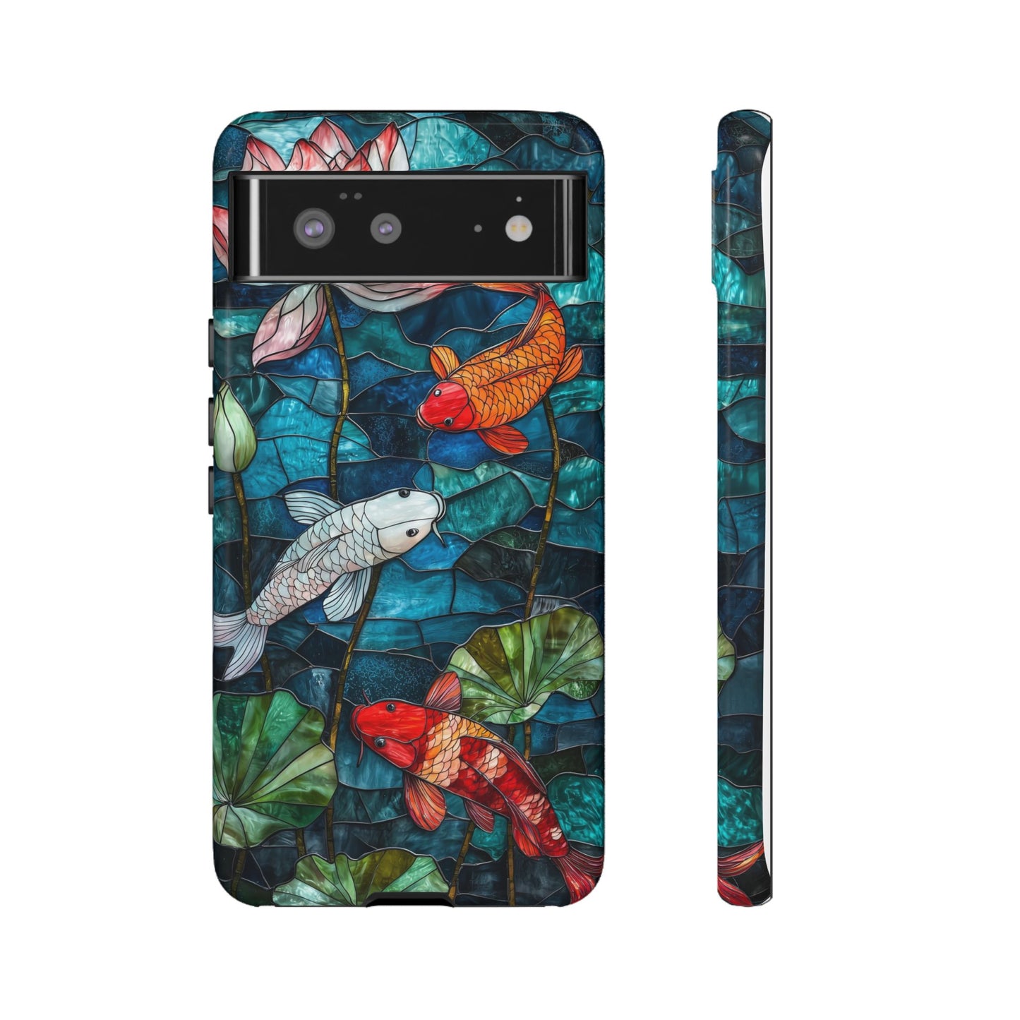Lotus Serenity" – Koi Pond Stained Glass Case or iPhone, Samsung & Pixel