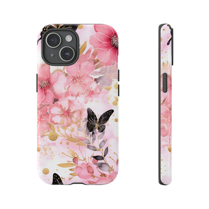 Pink Blossom & Gold Butterfly Mobile Case