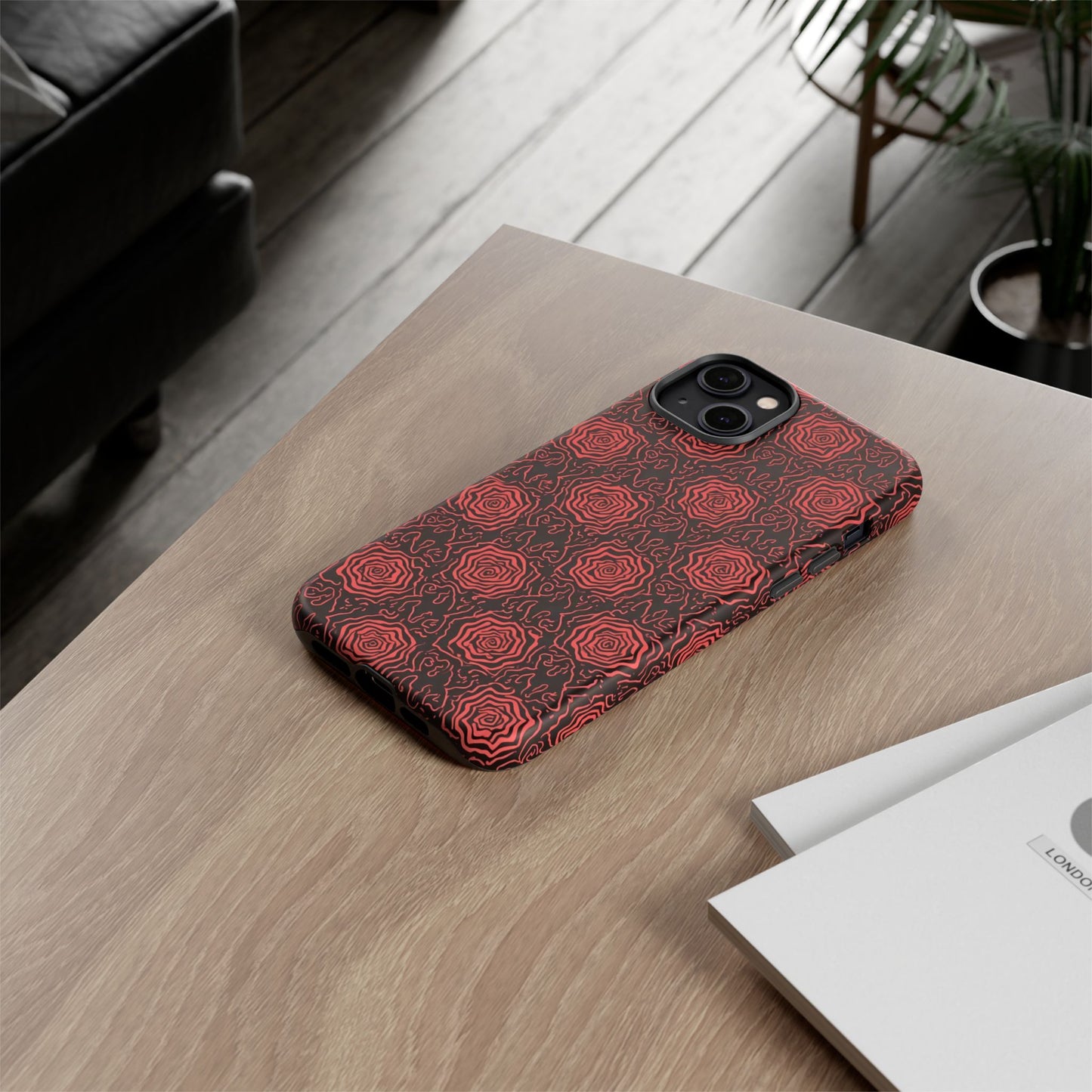 Red roses abstract geometric seamless pattern design