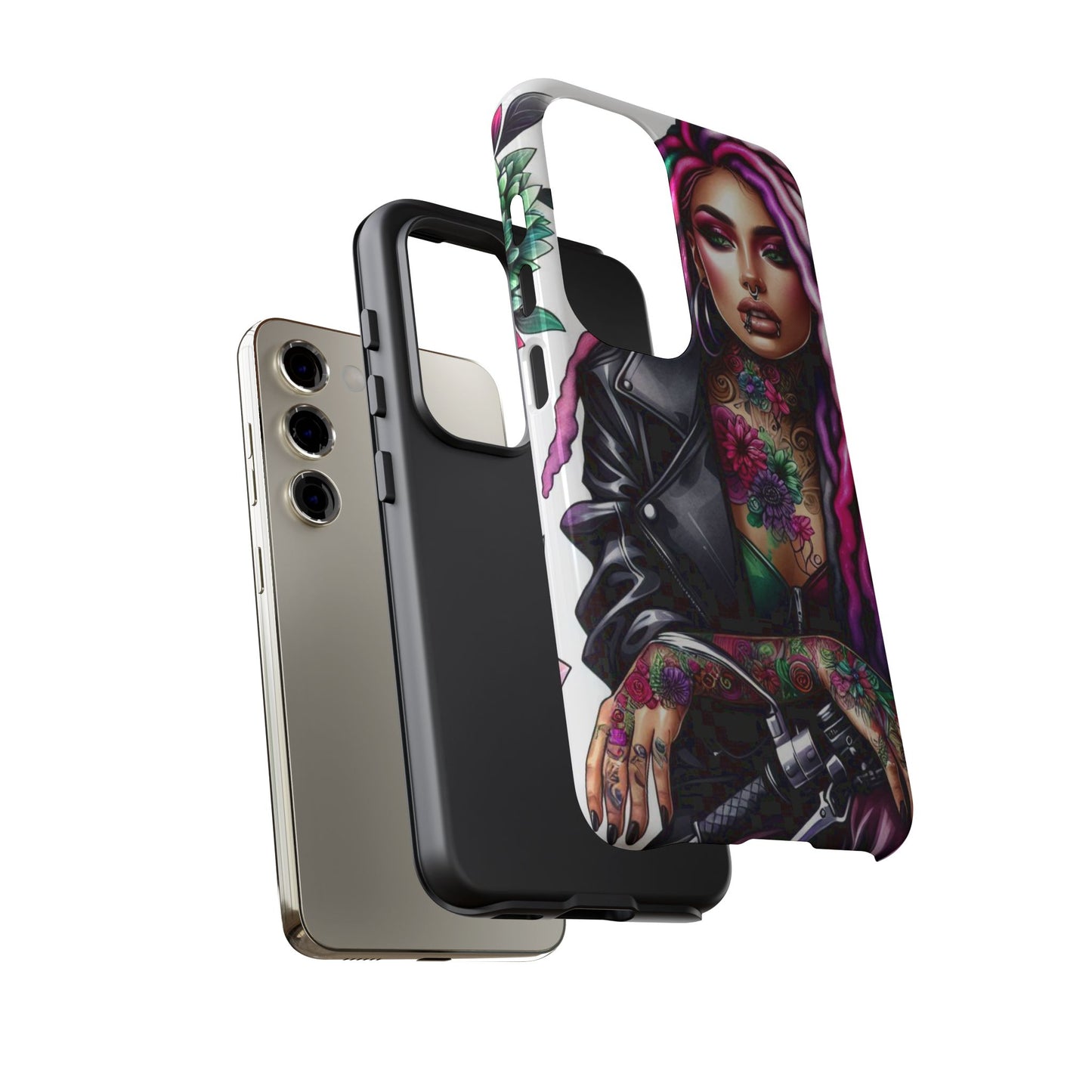 Neon Rebel – Vibrant Biker Queen Mobile Cover