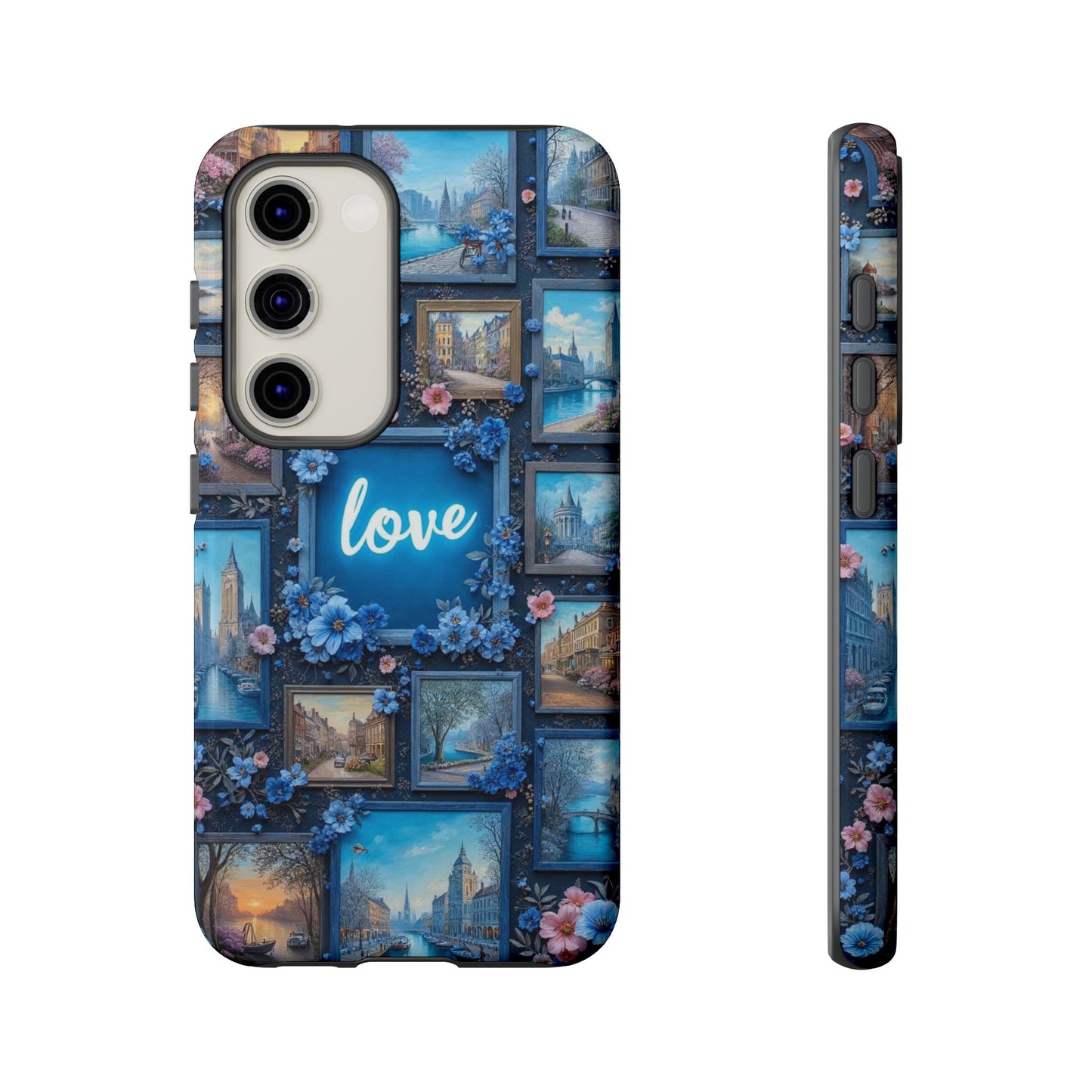 Blue Floral Love Frame Phone Case