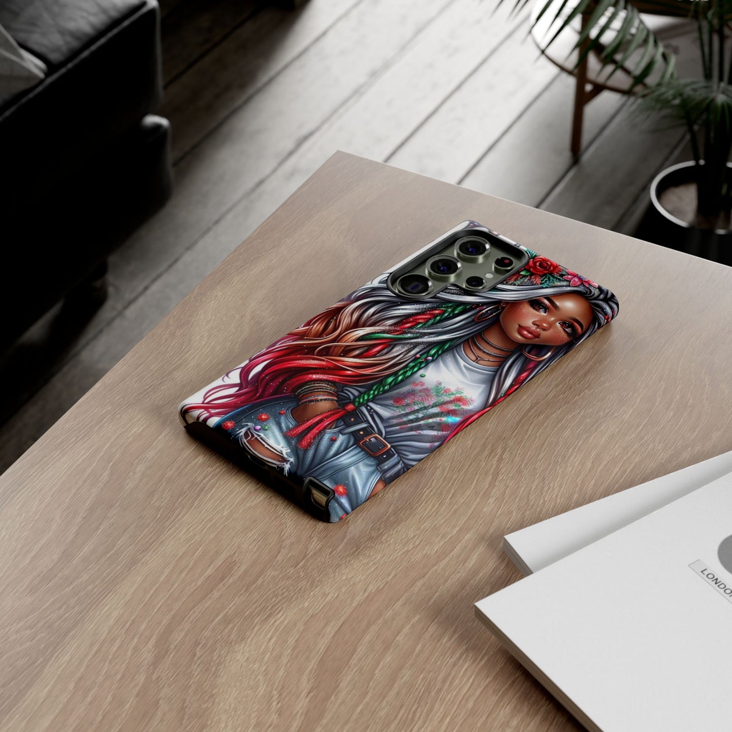 Festive Boho Queen – Holiday Glow & Candy Cane Braids Mobile Cover