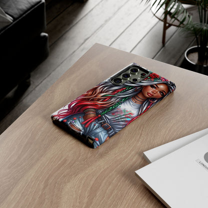 Festive Boho Queen – Holiday Glow & Candy Cane Braids Mobile Cover