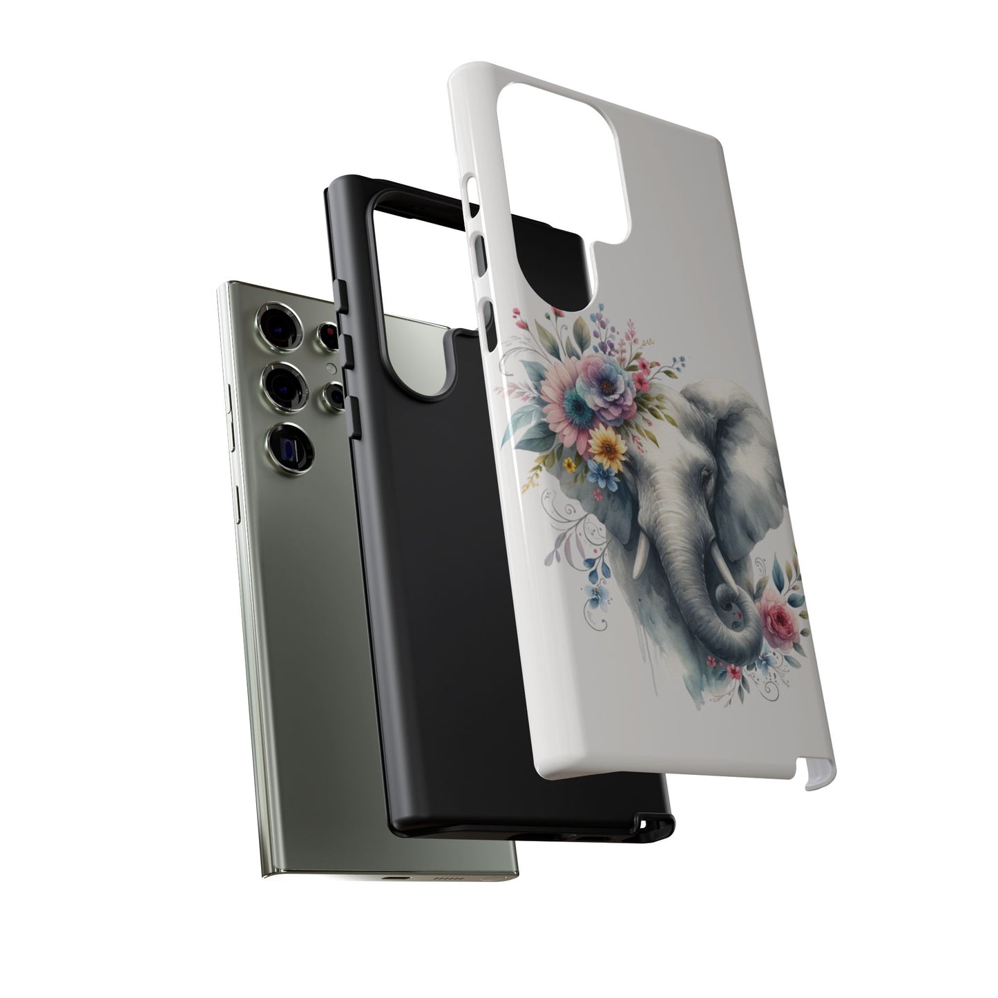 Floral Elephant Mobile Cover – Elegant Watercolor Art