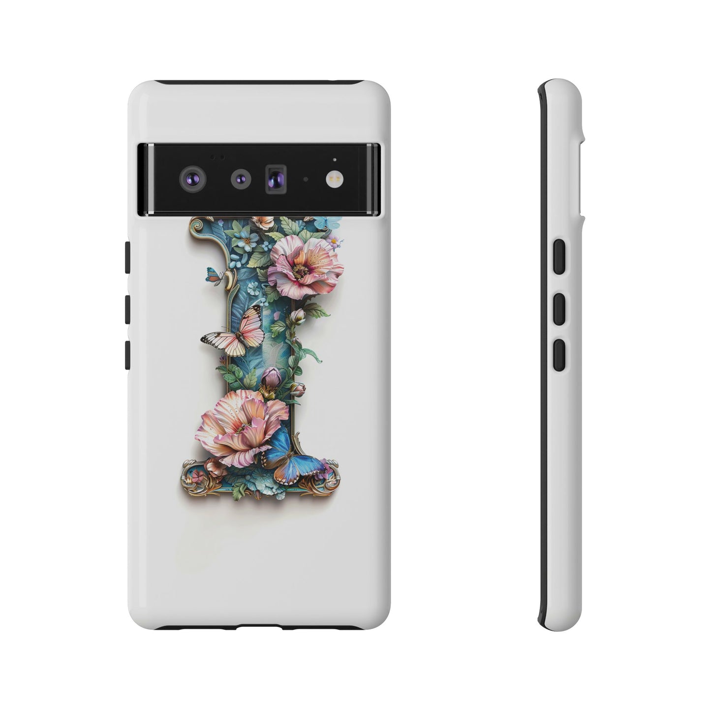 Floral Letter I Phone Case – Personalized Aesthetic Cover for iPhone, Samsung & Google Pixel