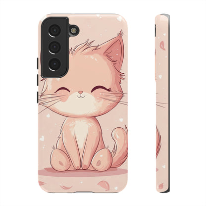Kawaii Blush Kitty – Chibi Anime Cat Phone Case for iPhone, Samsung & Pixel