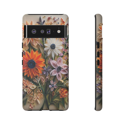 Intricate Quilled Floral Artwork In Vibrant Colors phone case design.