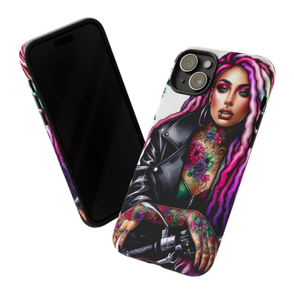 Neon Rebel – Vibrant Biker Queen Mobile Cover