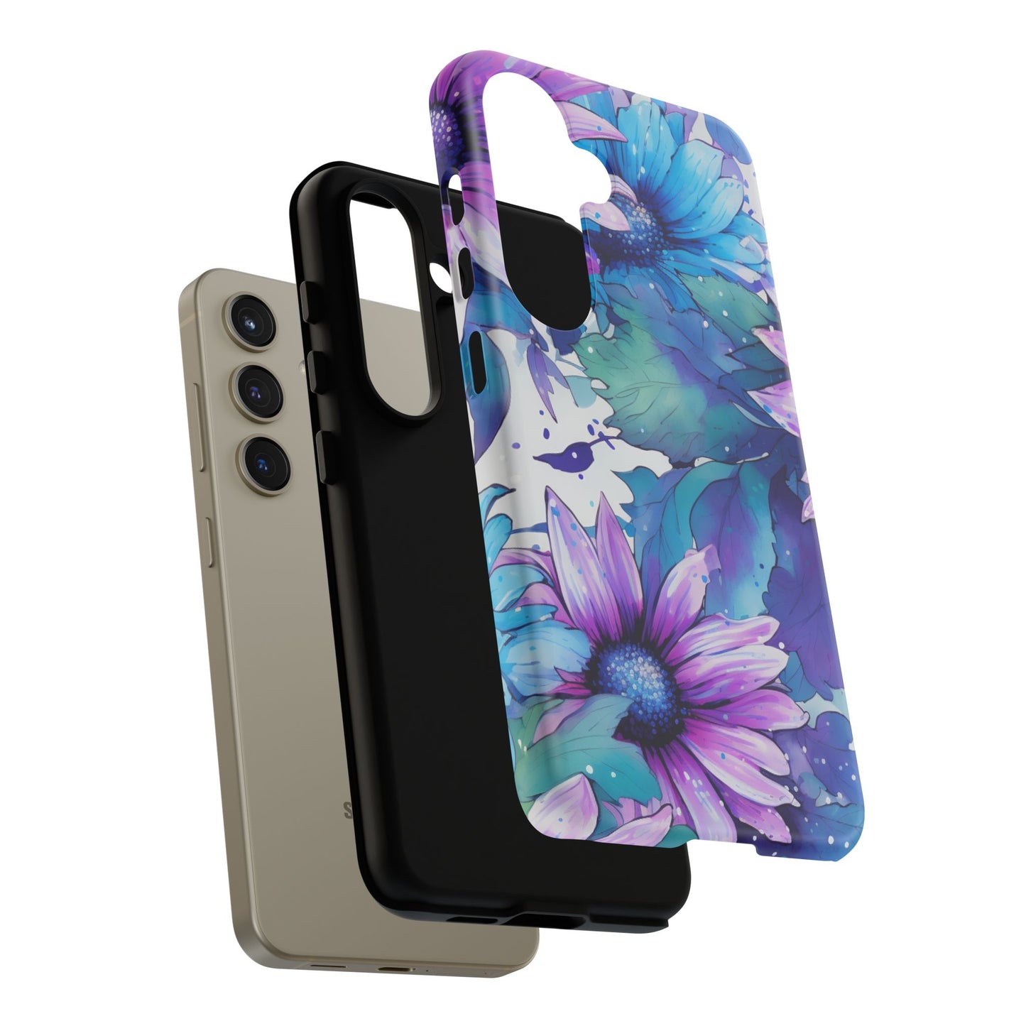 Dreamy Blue & Purple Floral Watercolor Mobile Case