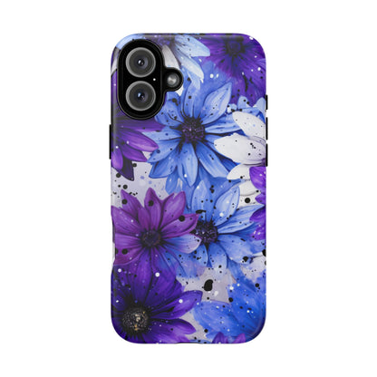 Blue & Purple Floral Splash Mobile Cover – Elegant Artistic Flowers