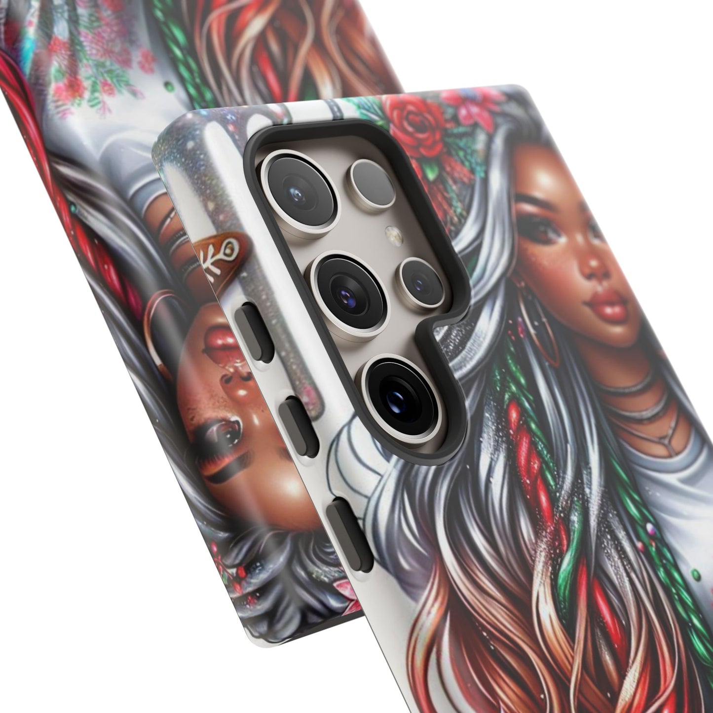 Festive Boho Queen – Holiday Glow & Candy Cane Braids Mobile Cover