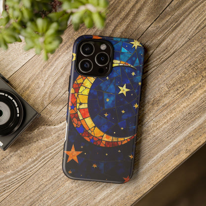 Celestial Crescent: Vibrant Moon and Stars Phone Case