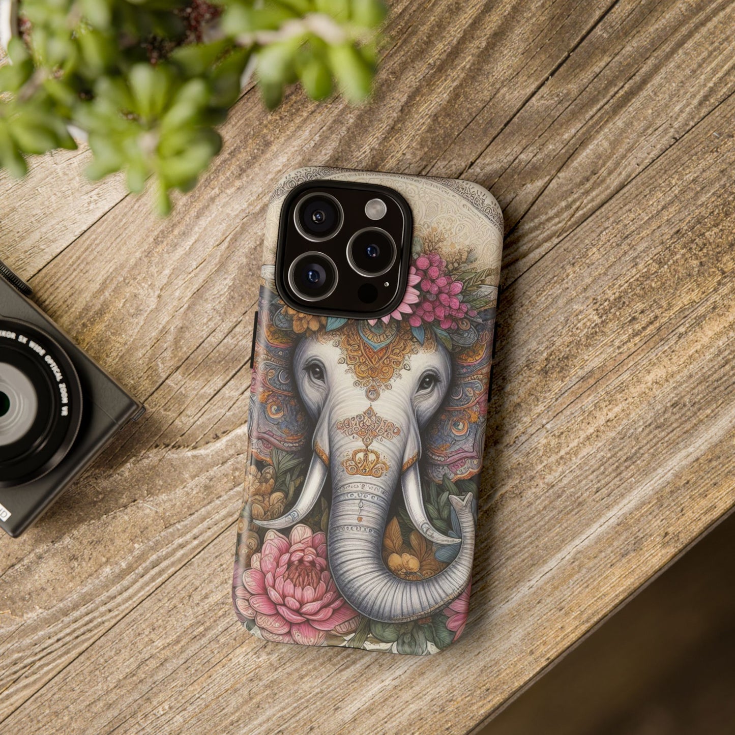 Elegant Floral Elephant Mobile Cover – Royal Mandala Art