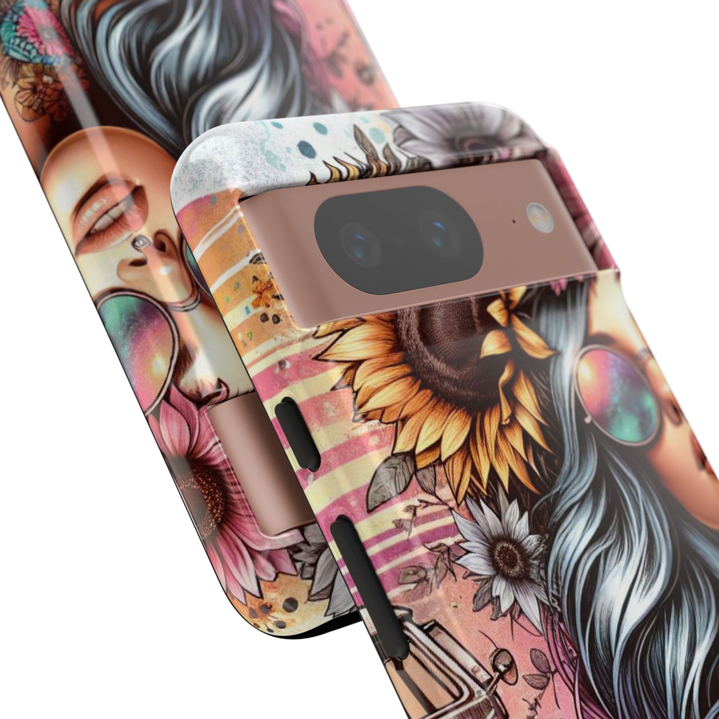 Retro Boho Wanderer – Sunflower Hippie Van Mobile Cover