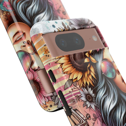 Retro Boho Wanderer – Sunflower Hippie Van Mobile Cover