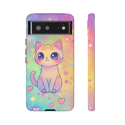 Rainbow Galaxy Cat Phone Case – Cute Anime Aesthetic for iPhone, Google Pixel & Samsung