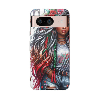 Festive Boho Queen – Holiday Glow & Candy Cane Braids Mobile Cover