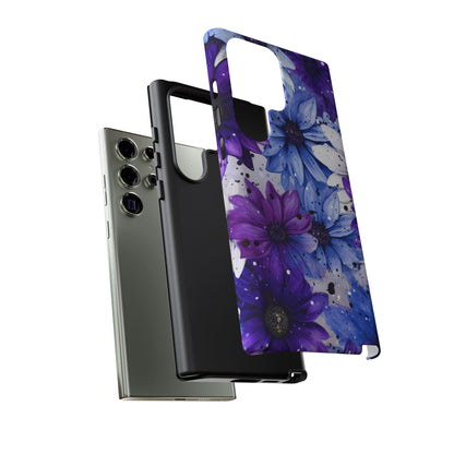 Blue & Purple Floral Splash Mobile Cover – Elegant Artistic Flowers