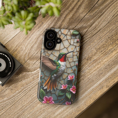 Vivid Hummingbird with Blossoming Branches | Artistic Mosaic Style