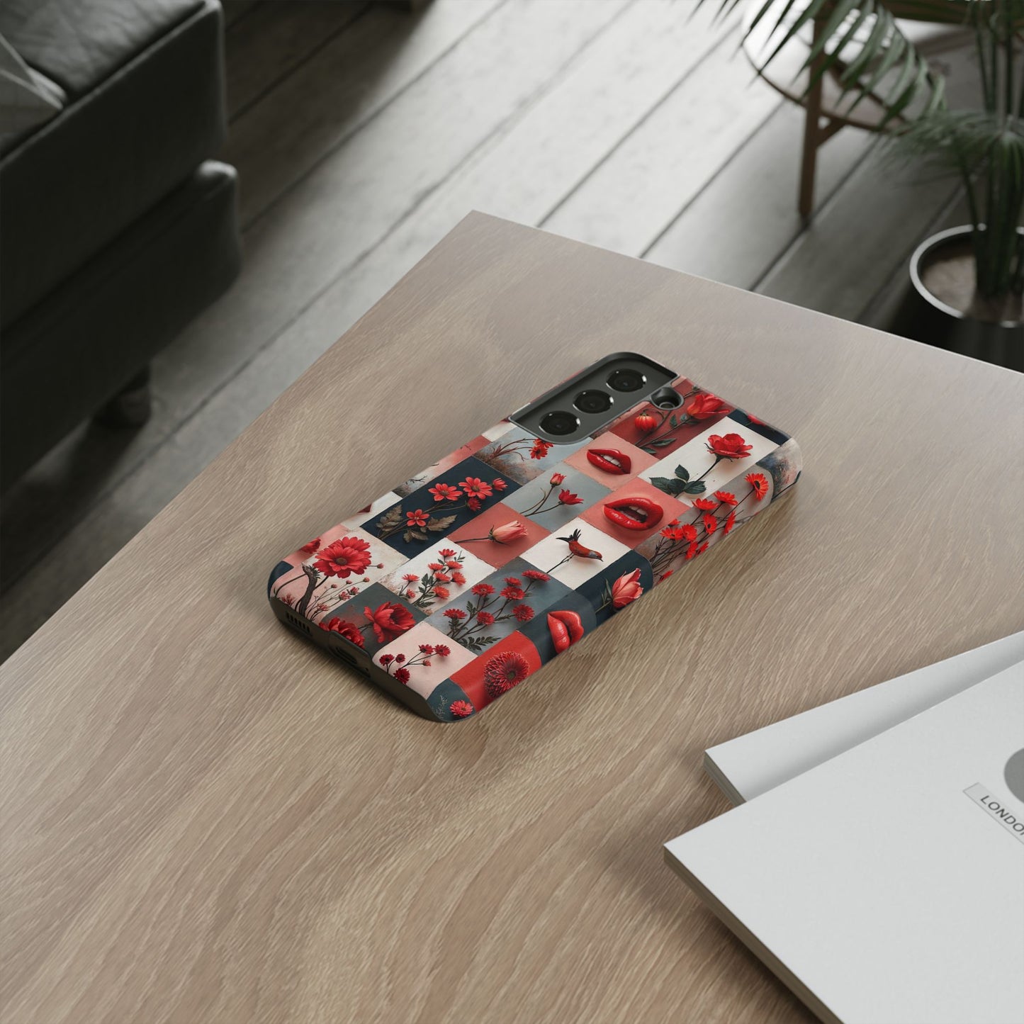 Red Flowers & Lips Collage Phone Case