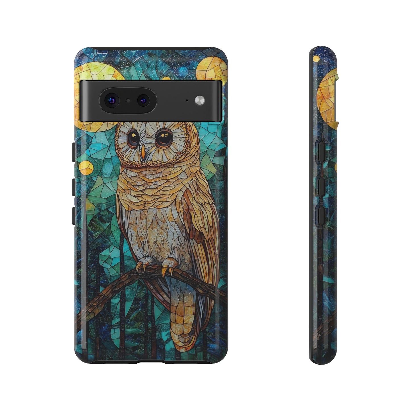Nocturnal Wisdom – Stained Glass Owl Phone Case for iPhone, Samsung & Pixel