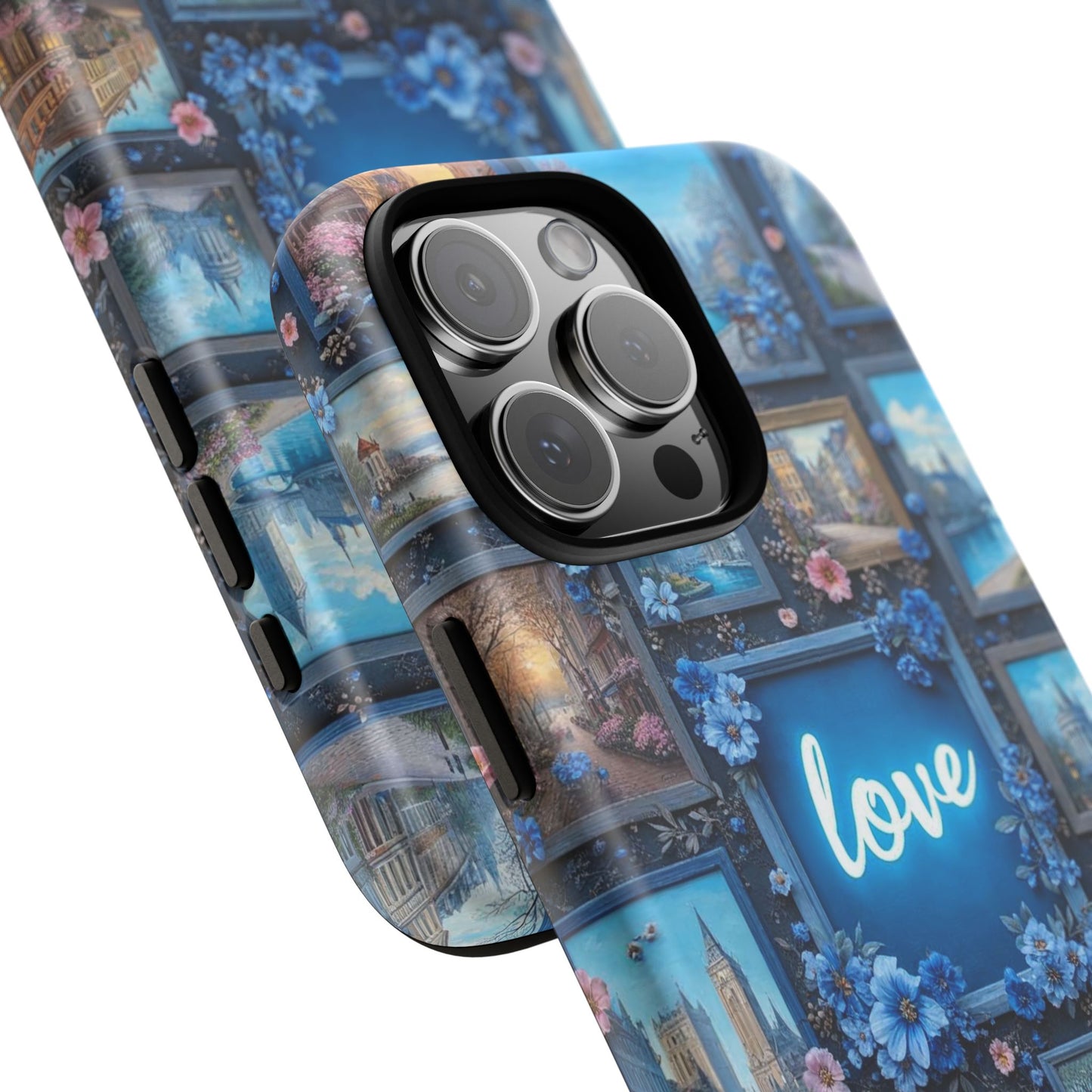Blue Floral Love Frame Phone Case