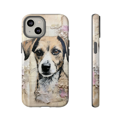 Vintage Collage Dog Portrait Mobile Cover – Artistic Mixed Media Design