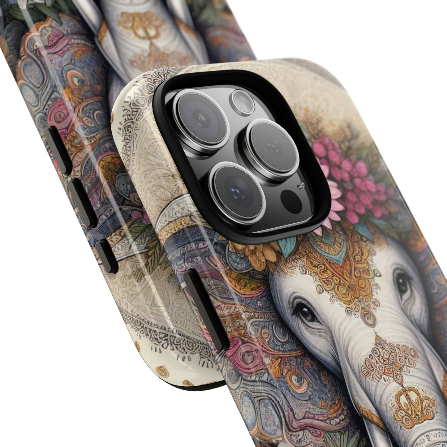 Elegant Floral Elephant Mobile Cover – Royal Mandala Art