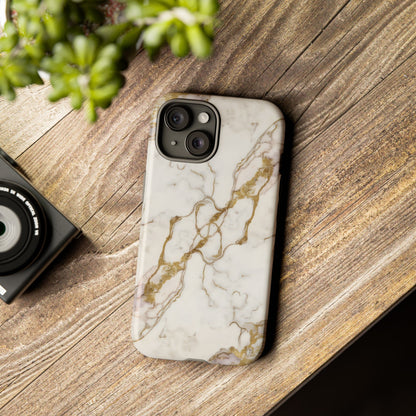 Elegant White and Gold Marble Case Design