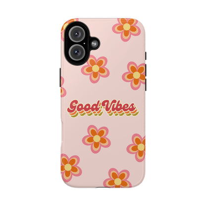 Retro Floral "Good Vibes" Phone Case – Vintage Aesthetic for iPhone, Samsung & Google Pixel