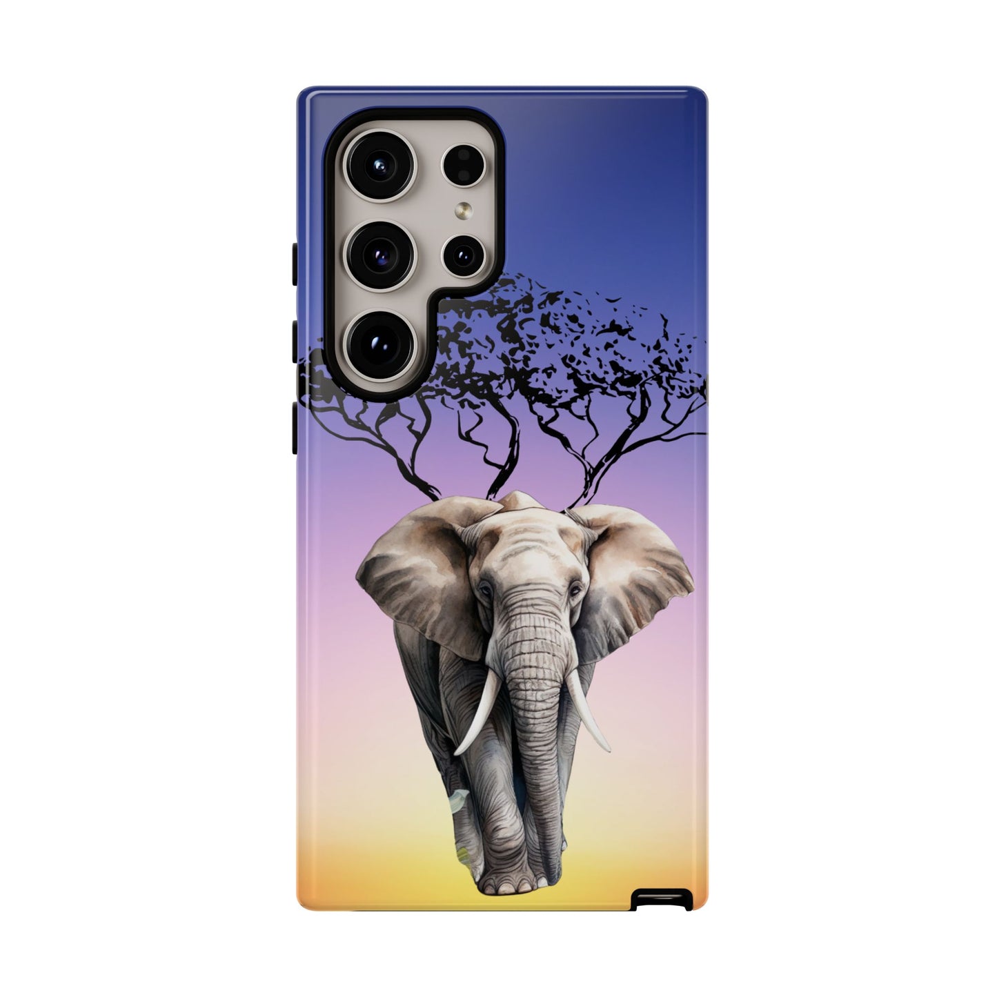 Surreal Elephant Tree Mobile Cover – Dreamy Sunset Fantasy