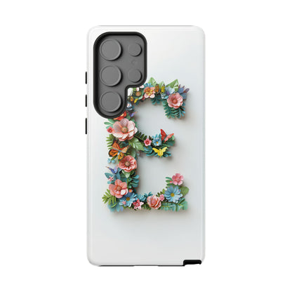 Floral Letter E Phone Case – Personalized Aesthetic Cover for iPhone, Samsung & Google Pixel