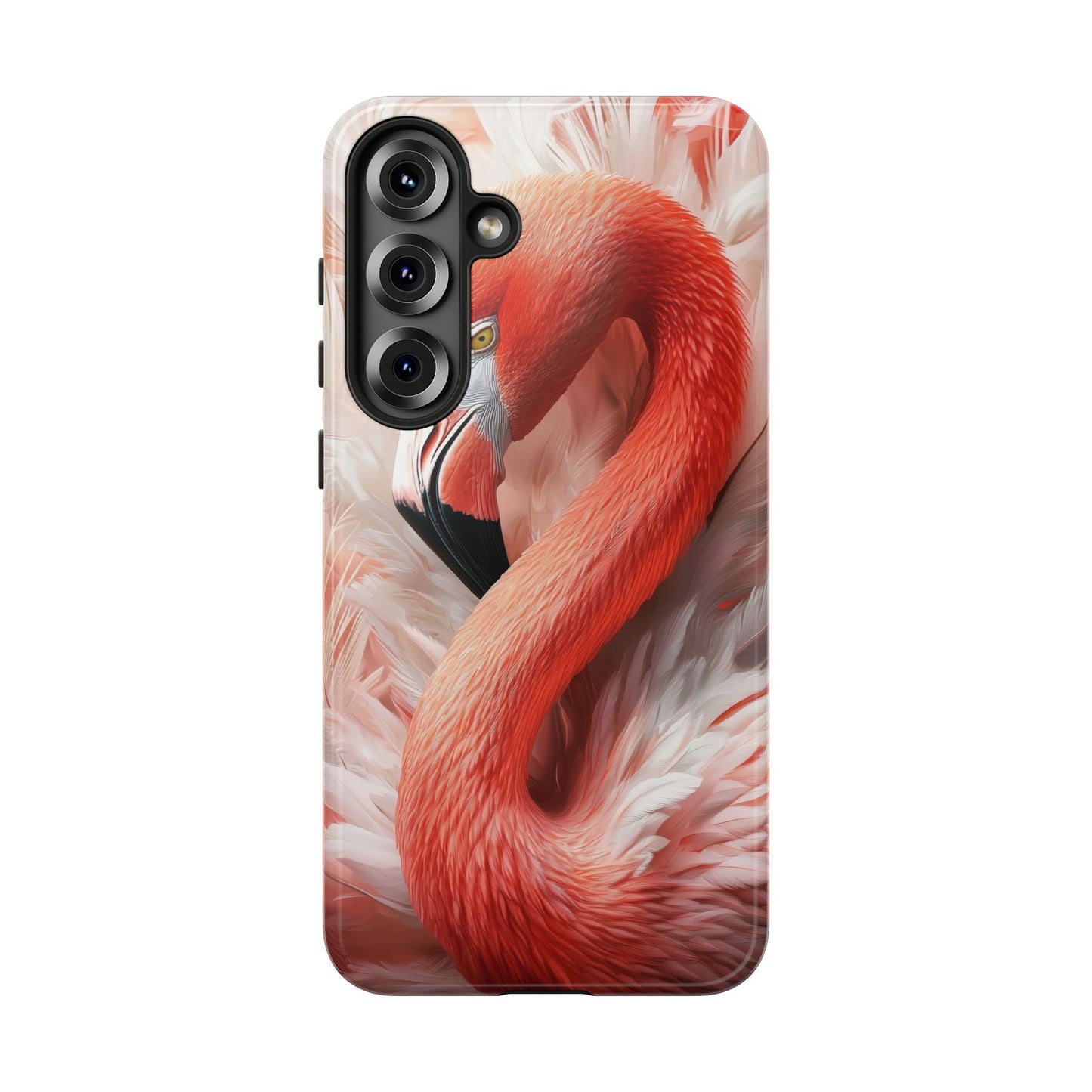 Elegant Flamingo Feather Phone Case for iPhone, Samsung & Google Pixel