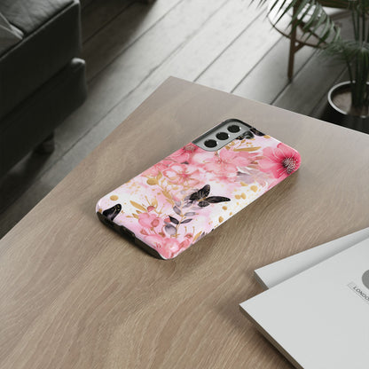 Pink Blossom & Gold Butterfly Mobile Case