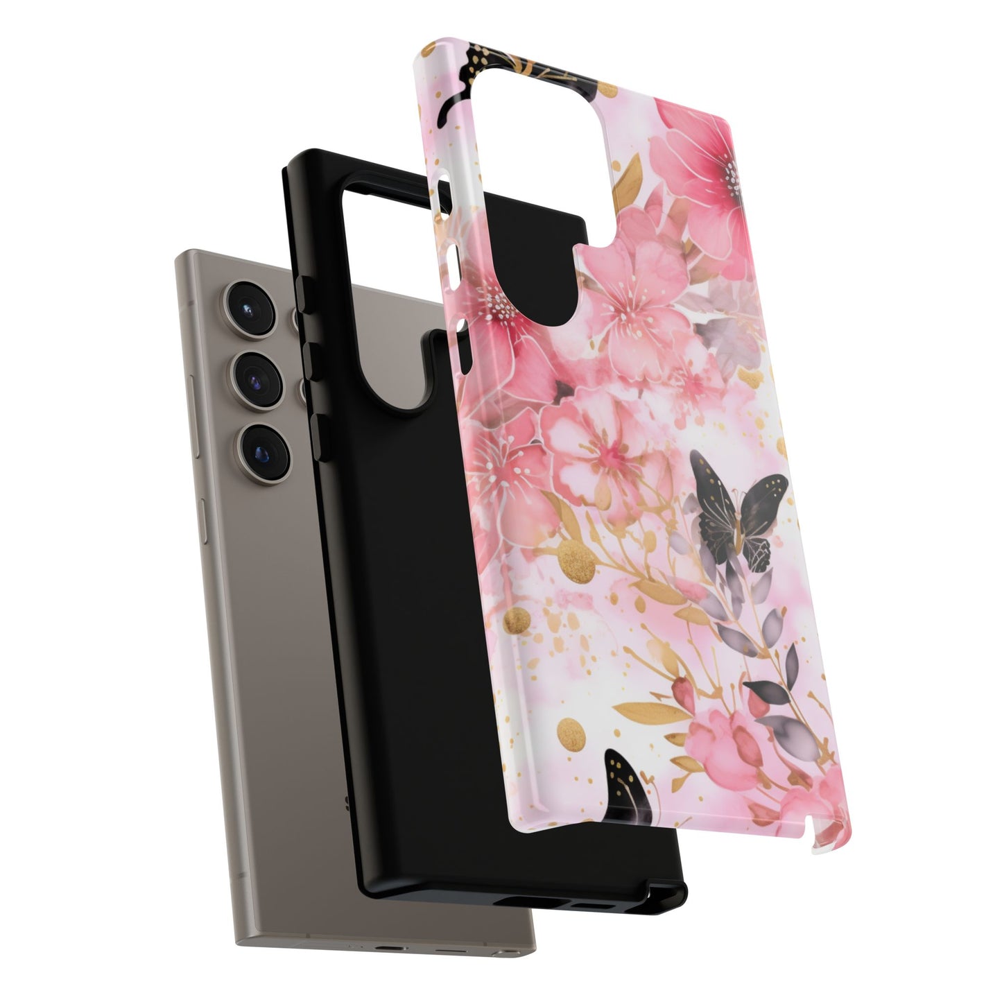 Pink Blossom & Gold Butterfly Mobile Case